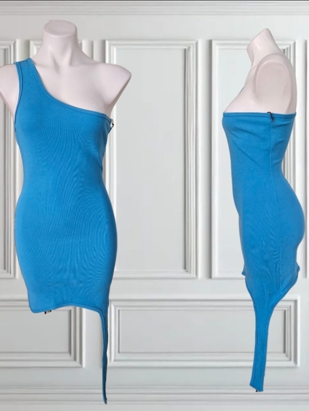 NWT/Lambert Tyler Lambert Uno Dress Assemetrical Ribbed Medium